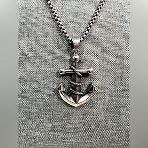 Stainless Steel Anchor Unisex Necklace Chain measures 23” Inch’s Long Ve…